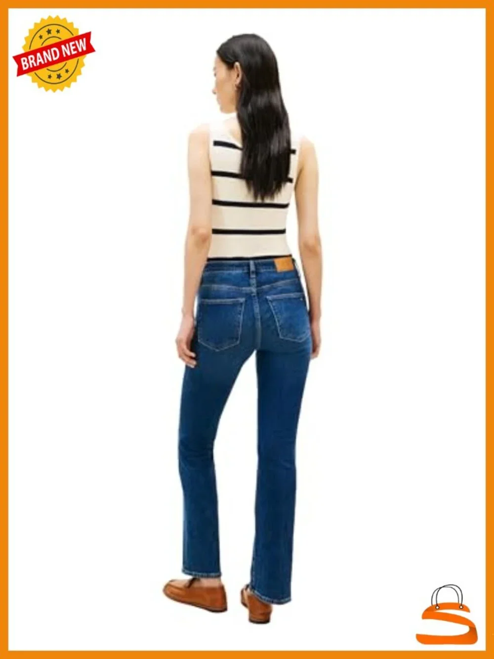 Mid Rise Bootcut Jeans with Stretch Cotton Blend